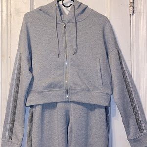 Fashion Nova Heather Grey Full Zip Jogger Set
